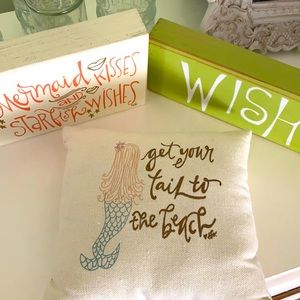 Beach Sign LOT and Mermaid Pillow